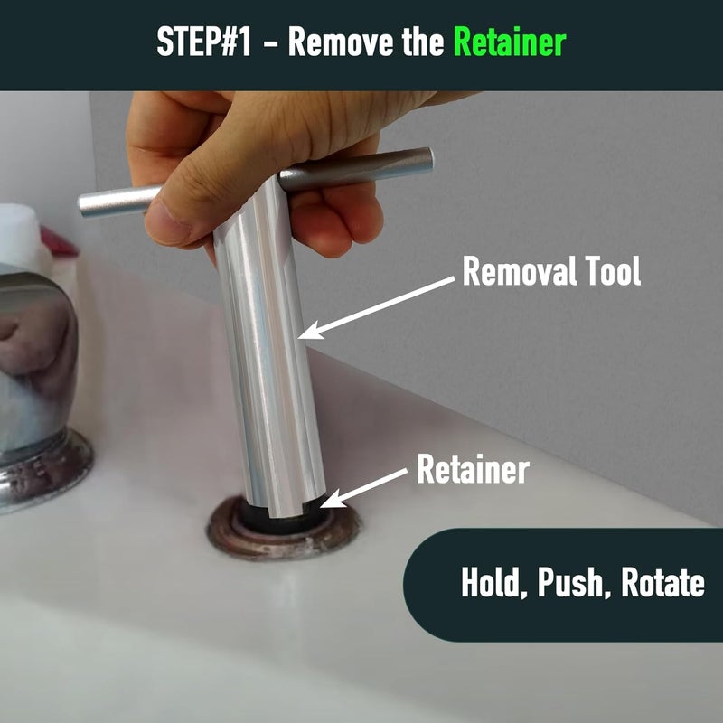 Welvzen Upgraded Retainer Removal Tool & Screw Set for 1224 Cartridge with Handle, Easy to Push & Pull Rebuild Puller Kit for 1224 Retainer Faucet Replacement Repair Parts - Image 2